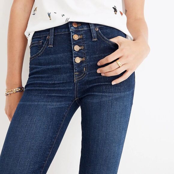 Madewell 11” High Rise Skinny Jeans Size 25 Button Front - Picture 2 of 11